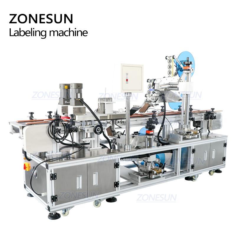 ZONESUN ZS-TB113B Automatic Cosmetic Cream Pressed Powder Box Flat Top and Bottom Labeling Machine Label Applicator