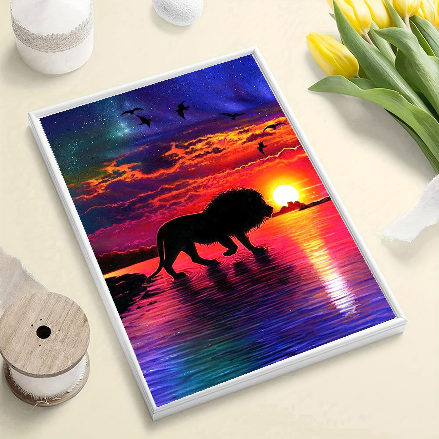 

DIY алмазная живопись Лев на закате комплект для вышивки крестом мозаика искусство алмазная живопись полный круг/квадратный алмаз украшение дома Round 20x30cm