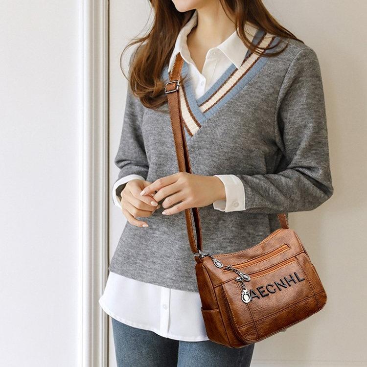Soft Leather Multi-pocket Messenger Bag Women's Shoulder Bag