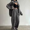 Boucle de mode 2026 trois barres costume décontracté veste à col montant rétro pantalon de survêtement large ensemble deux pièces
