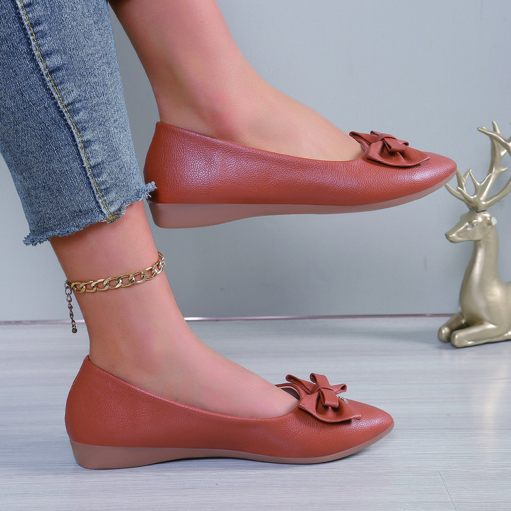 Fashion Women Casual Flats New Bow Elegant Walking Women Shoes Spring Designer Brand Retro Soft Sole Shoes for Women Zapatos De Mujer