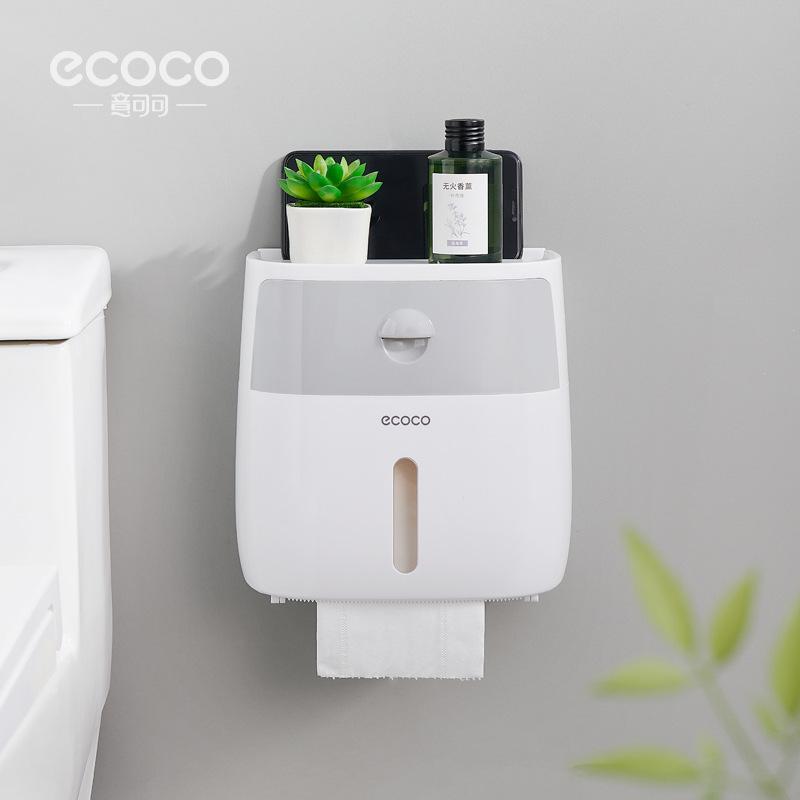 

Bathroom Tissue Box Wall-Mounted Waterproof Toilet Paper No-Drill Dispenser Toilet Paper Holder Toilet Paper Roll Storage Rack Gray White
