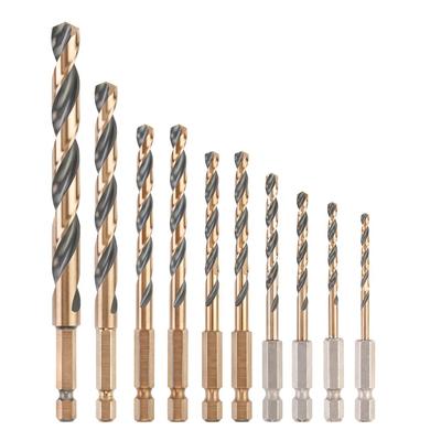 Dewalt Drill Bit Metal Hex Set 10Pcs. 3-10Mm Black & Gold