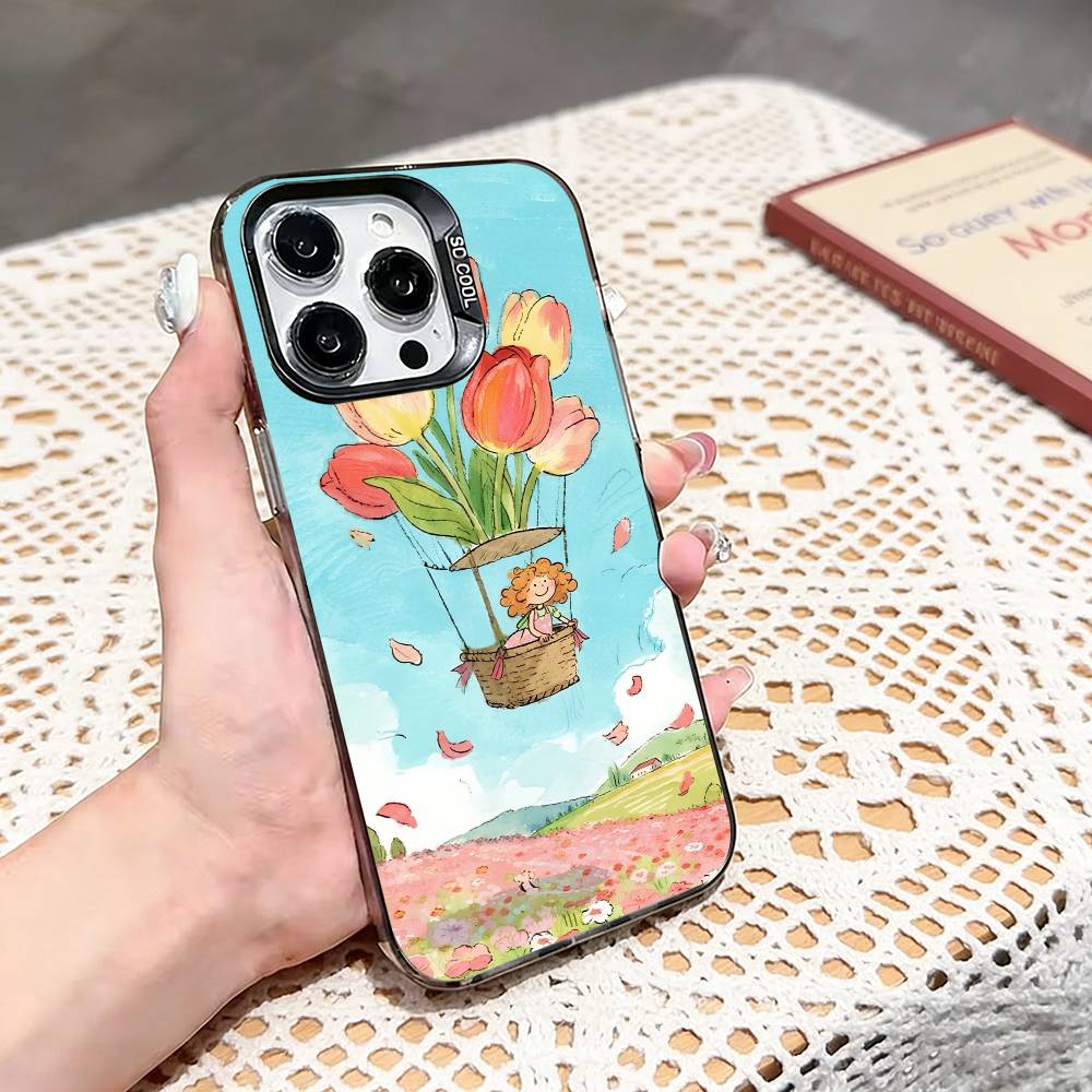 Fairy's Flower Dream Phone Case For iPhone 17,16,15,14,13,12,11 Plus,Pro Max,XS,Colored silver phone case
