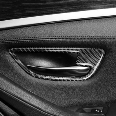 Carbon Fiber Side Door Handle Bowl Cover Trim For BMW 5 Series F10 2011-2016