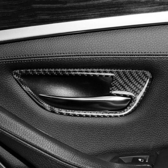 Carbon Fiber Side Door Handle Bowl Cover Trim For BMW 5 Series F10 2011-2016