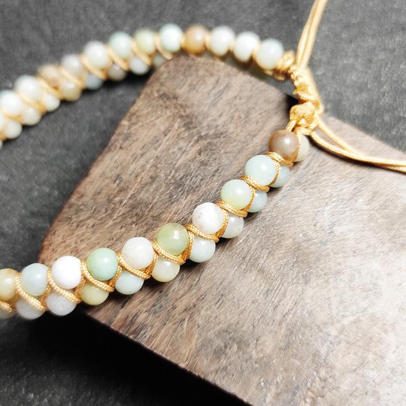 4mm Amazon stone woven bracelet, peach heart shape, stone accessories, adjustable bracelet