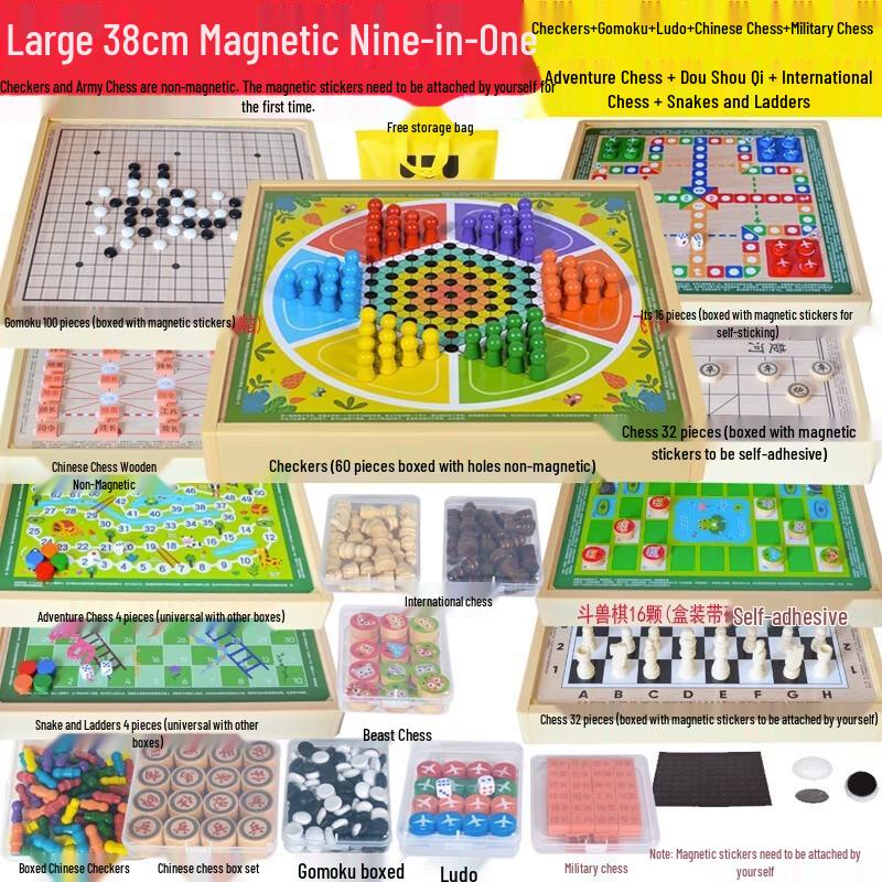 Landa Large Magnetic Multi-Game Chess & Board Set
