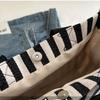 Korean Style Stripe Canvas Tote Bag Simple Cloth Handbag Cute Shoulder Bag  Shopping