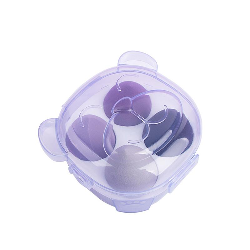 

4шт блендер для макияжа косметическая слоеная губка для макияжа с коробкой для хранения фиолетовый