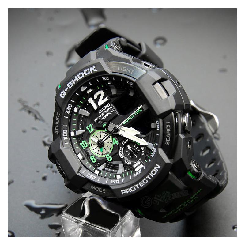 Casio G-SHOCK Seria Aviație Inimă Mecanică Cadran Mare Multifuncțional Rezistent la Apă și Șocuri Mișcare Quartz Curea Rășină Japonez GA-1100-1A3ER
