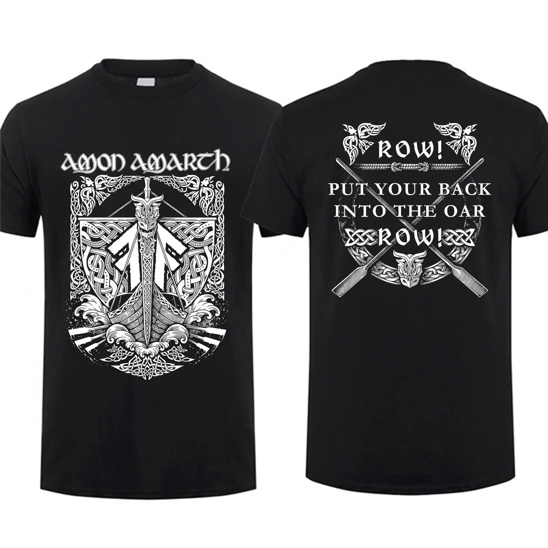Модная футболка 2023 года, унисекс, двусторонняя футболка Amon Shieldwall, черная, от Amarth, футболка большого размера, молодежная тканевая футболка с рисунком, уличная одежда, S-3XL L