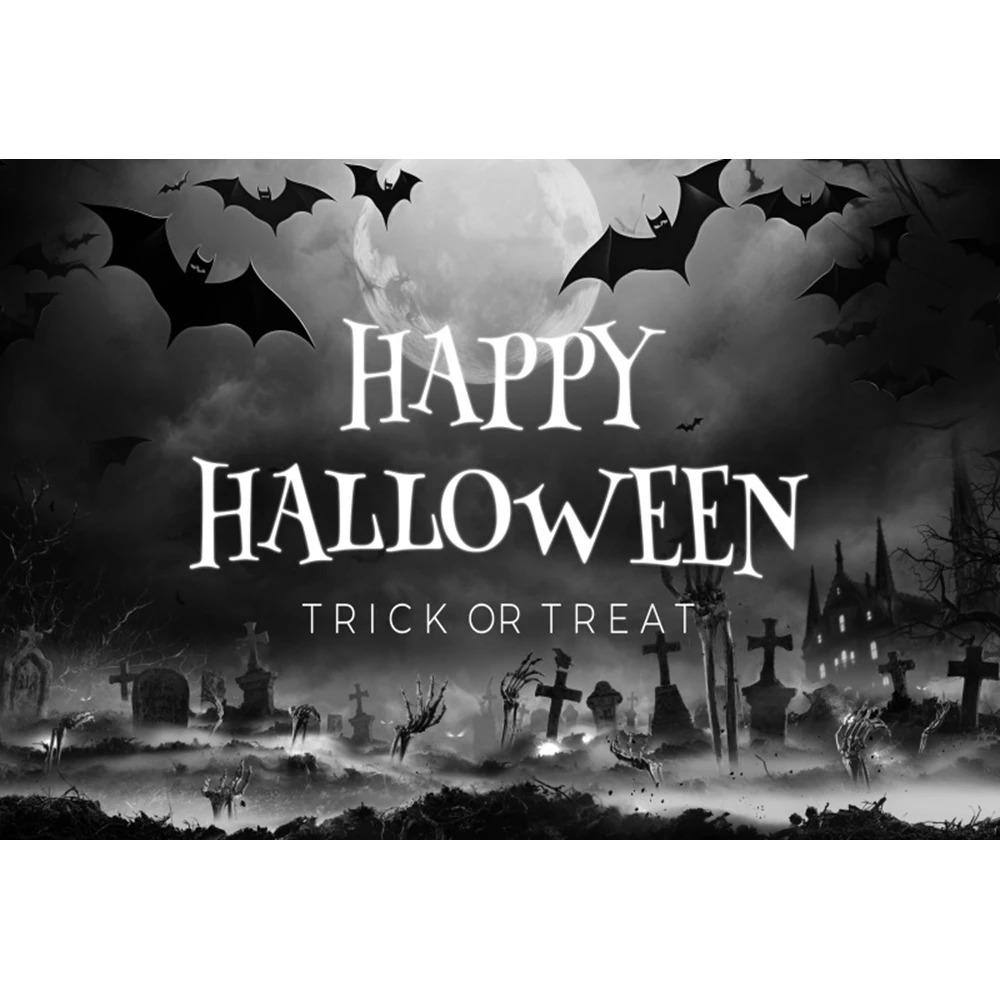 Halloween Photography Background Cloth Ghost Moon Pumpkin Lantern Horror Party Children's Birthday Decoration Hanging Cloth