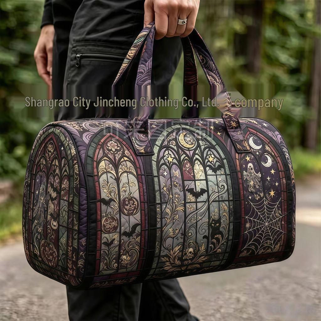 3D Gothic Buntglasdruck Halloween Sporttasche - Multifunktionale Reisetasche