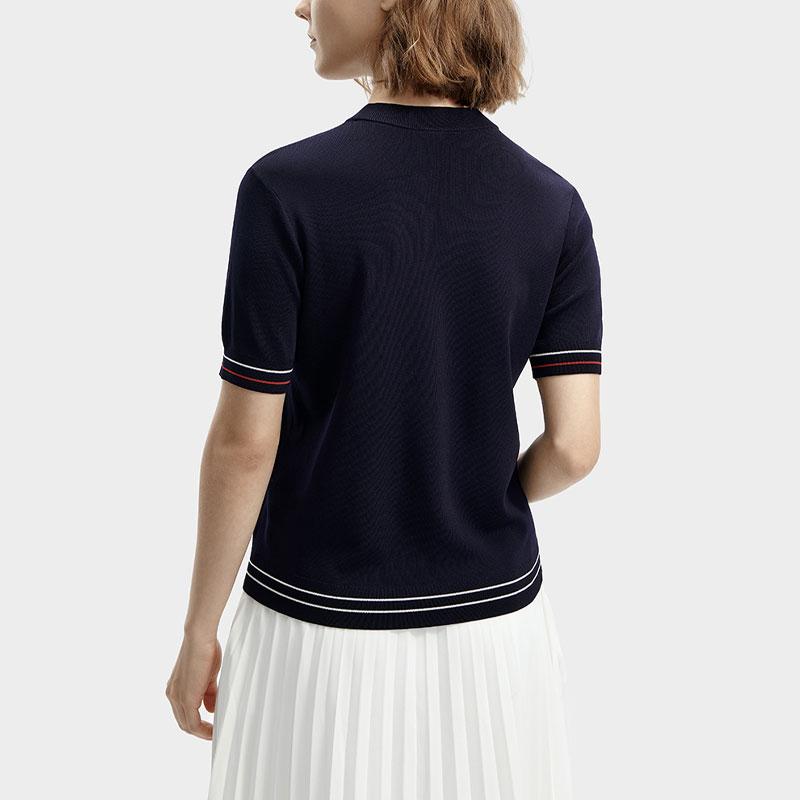 Fila Diamond Casual Round Neck Short Sleeve Knit Top Women Tops Legendary-Blue F11W411404F-NV