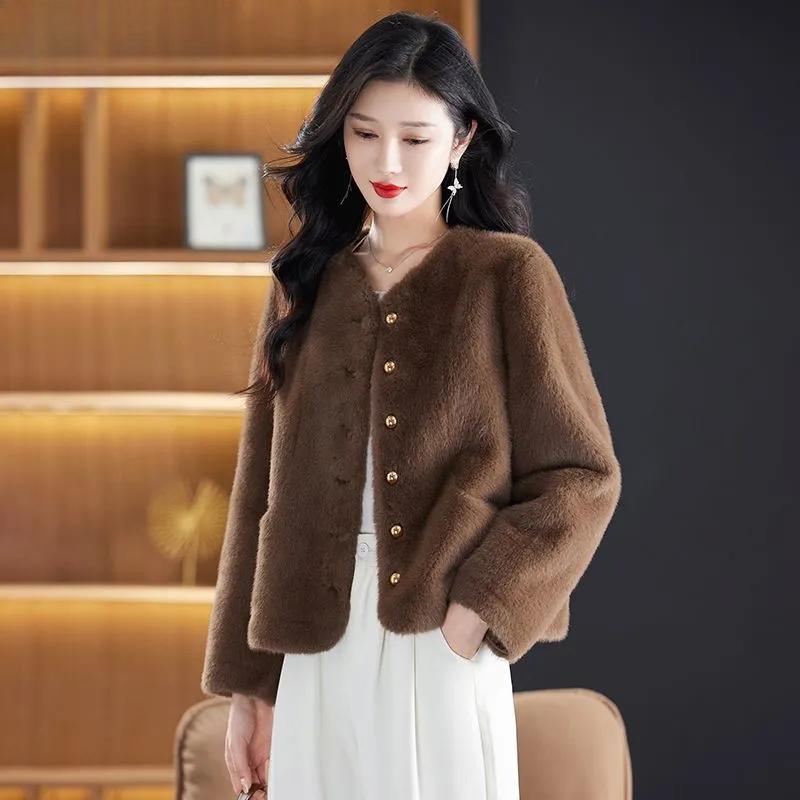 Autumn and Winter Thickened Short Jacket Women's High-end Warm Fur Jacket