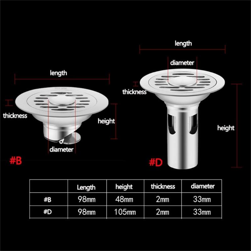 Quick Drain Stainless Steel Floor Strainer Odor Resistant Drain Cover Floor Drainer Strainer for Kitchen & Bathroom