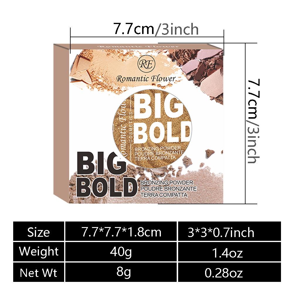 3-color Powder Brightens The Face, Bronze Color Pressed Powder, Waterproof and High Gloss Cosmetics