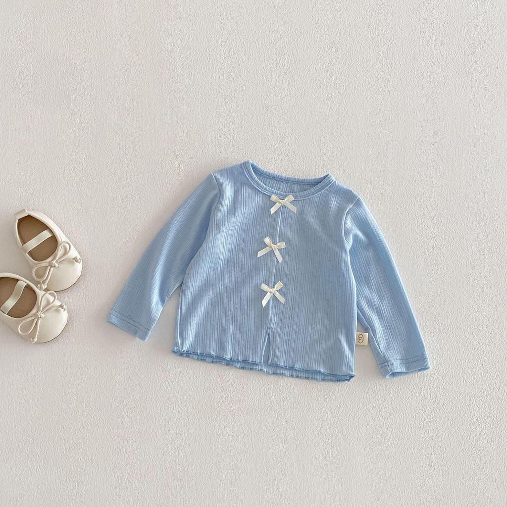 Girls' Bowknot T-shirt - 2026 New Spring Korean Style
