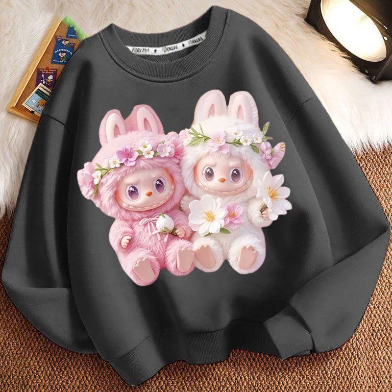 Spring and Autumn Boys' and Girls'  Fashionable Round-neck Hoodie, Children's Long-sleeved Loose Hoodie Jacket