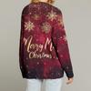Women's Fashion Long Sleeve Christmas Print V-Neck Button Loose Cardigan Top