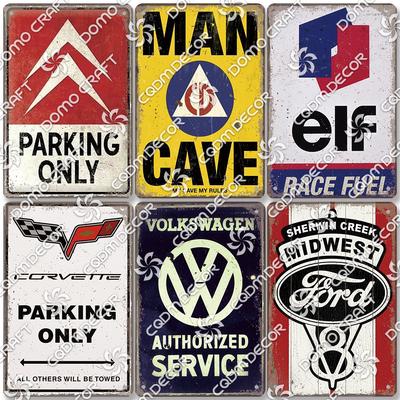 Parking Only Plates Metal Tin Sign, Vintage Motor Oils Poster, Retro Metal Plaque for Garage Parking Lot Wall Decor
