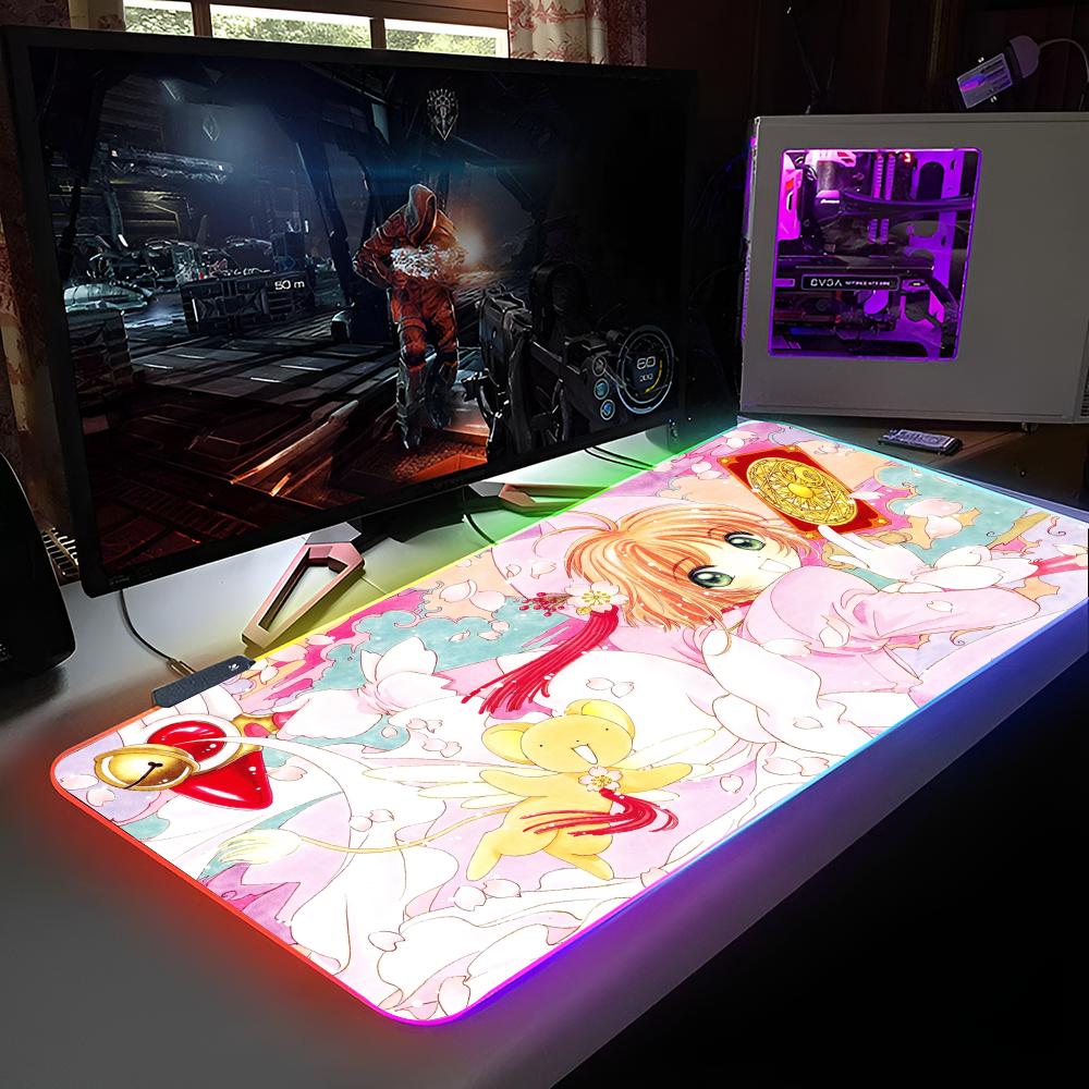 

C-Card C-Captor Sakura Mouse Pad RGB Backlit Mouse Pad Laptop Mouse Pad Laptop Gamer Computer Desk Gaming Accessories RGB600x300x3mm