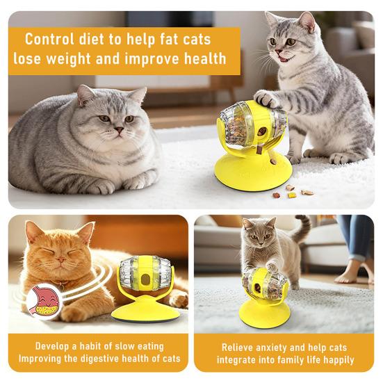 Katzen-Slow-Feeder Interaktiver Leckerli-Ausgabe-Puzzle-Feeder Drehbarer Roller Bereicherungsspielzeug für Wohnungskatzen