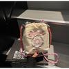 Eco-friendly shopping bag cute cloth bag embroidered flower donut girl handbag oblique span tote bag