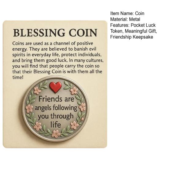 Friendship Blessing Coin Friends Are Angels Following You Through Life Friendship Keepsake Good Luck Pocket Token Gift for Friends
