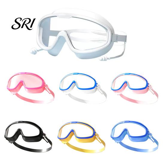 Silicone Frame Goggles Children Swim with Earplugs Waterproof No Leakage Anti-Fog UV Pressure-free Protection Boys Girls Wide View Diving Snorkeling