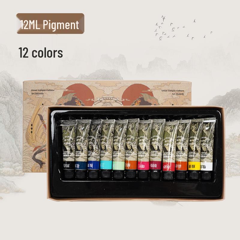 Rubens Han Series: Solid Chinese Painting Pigments In 12, 18, or 24 Colors for Landscape, Ink Wash, and Gongbi Art.