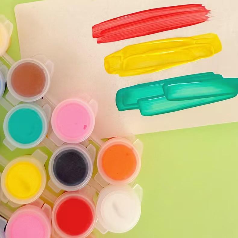 Eco-Friendly 12 Color Acrylic Paint Strips for Kids - Waterproof, 2ml DIY Stone Painting Set in Compact Box