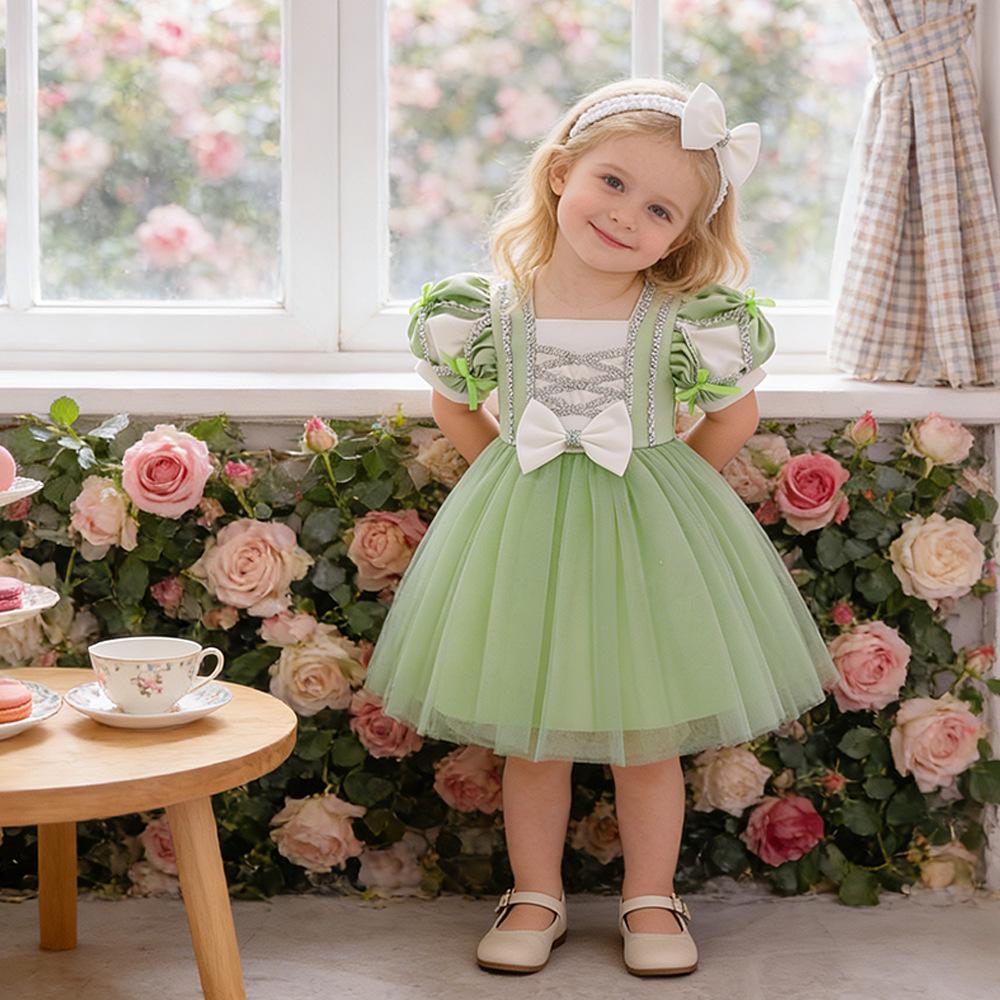 Europäisches & Amerikanisches Prinzessinnenkleid: Elegantes Schleifen-Formalkostüm für Kinder