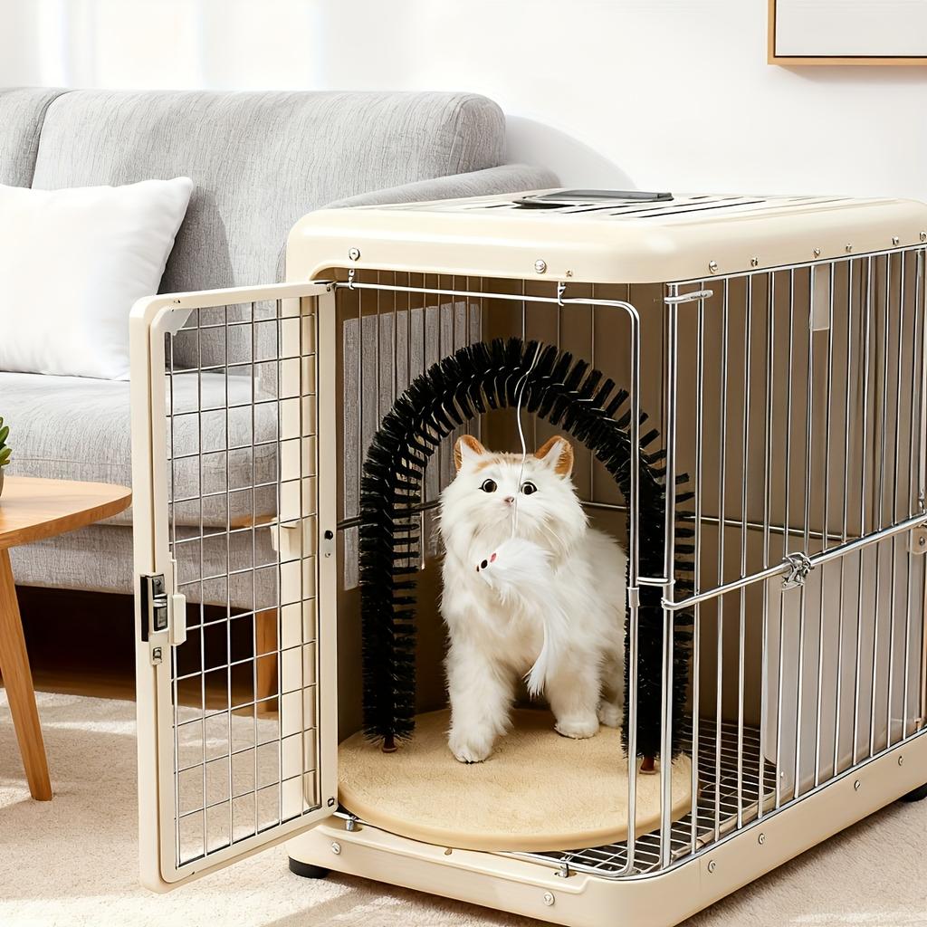 Arch Design Scratcher & Grooming Station | Heavy-Duty Nylon Brushes, Scratching Post & Massager for Indoor Cats, Soft Cushioned Surface
