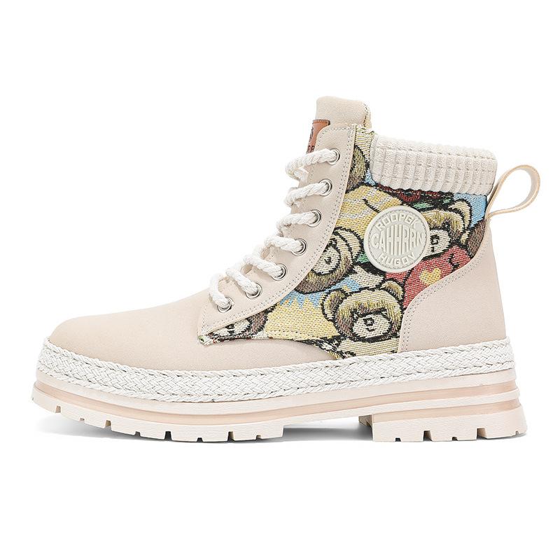 Martin Boots Personalized Straw British Leather Shoes High-top Wolf Boots Interpretation Shoes