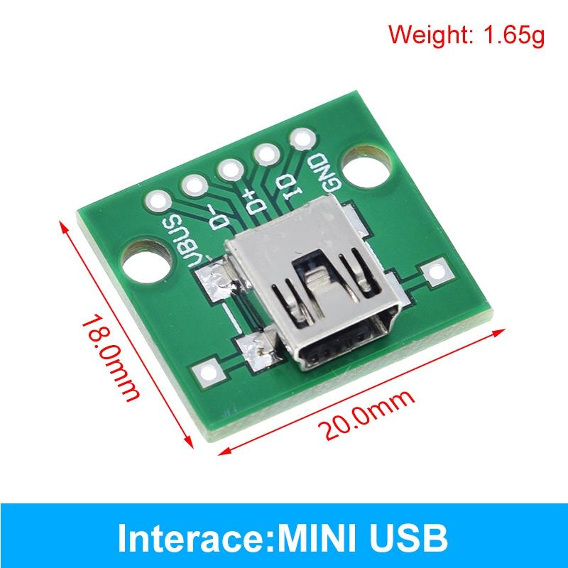 5/10 Stück USB-Stecker / Mini-Micro-USB auf DIP-Buchse Adapter 2,54 Stecker B Typ-C USB 2.0 3.0 Buchse Konverter