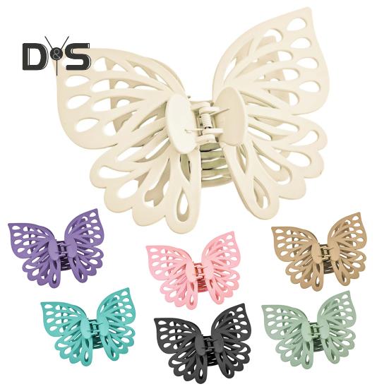 Large Hair Claw with Strong Grip Double-Layered Butterflies Shape Hair Clip Anti-slip Teeth Ponytail Clip Back Head Hair Claw