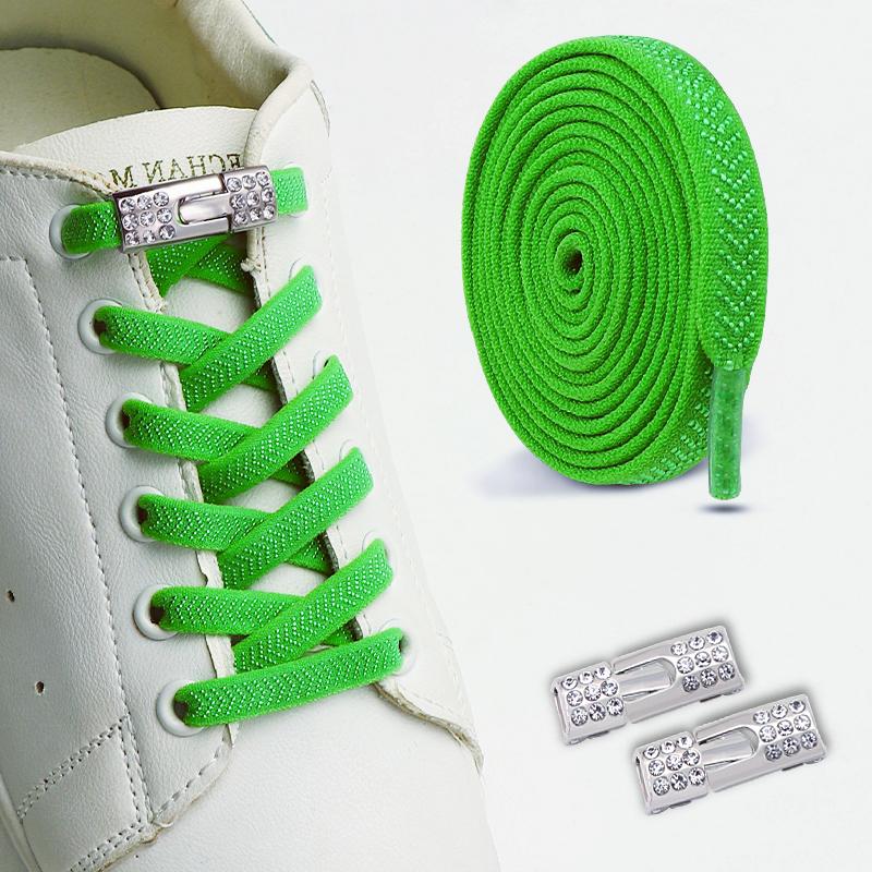 No Tie Elastic Shoelaces Sneakers Laces with Diamond Cross Locks for Kids Adults Rubber Bands Shoe Laces 1 Pair/2 Pair