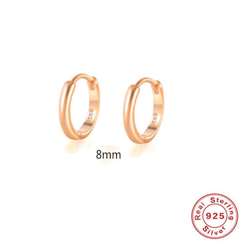 Cercei Clasici Minimaliști din Argint Sterling 925 Lucios Cercei Cercei Catarame de Urechi Cercei Inel Simplu Versatil Aur 18K