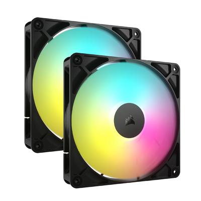 CORSAIR RS140 ARGB PWM 140mm PC-Gehäuselüfter Verkettbar Doppelpack Schwarz CO-9050183-WW
