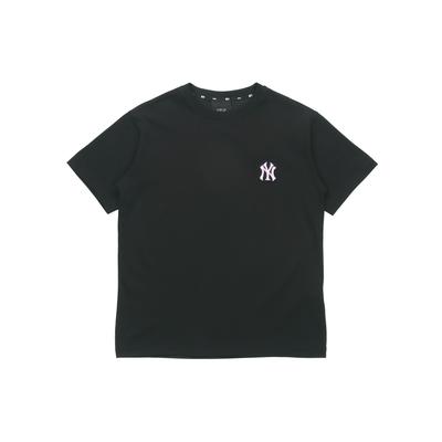 MLB New York Yankees Logo Print Solid Color Round Neck Short Sleeve T-Shirt Unisex T-Shirts Black 31TS31131-50L