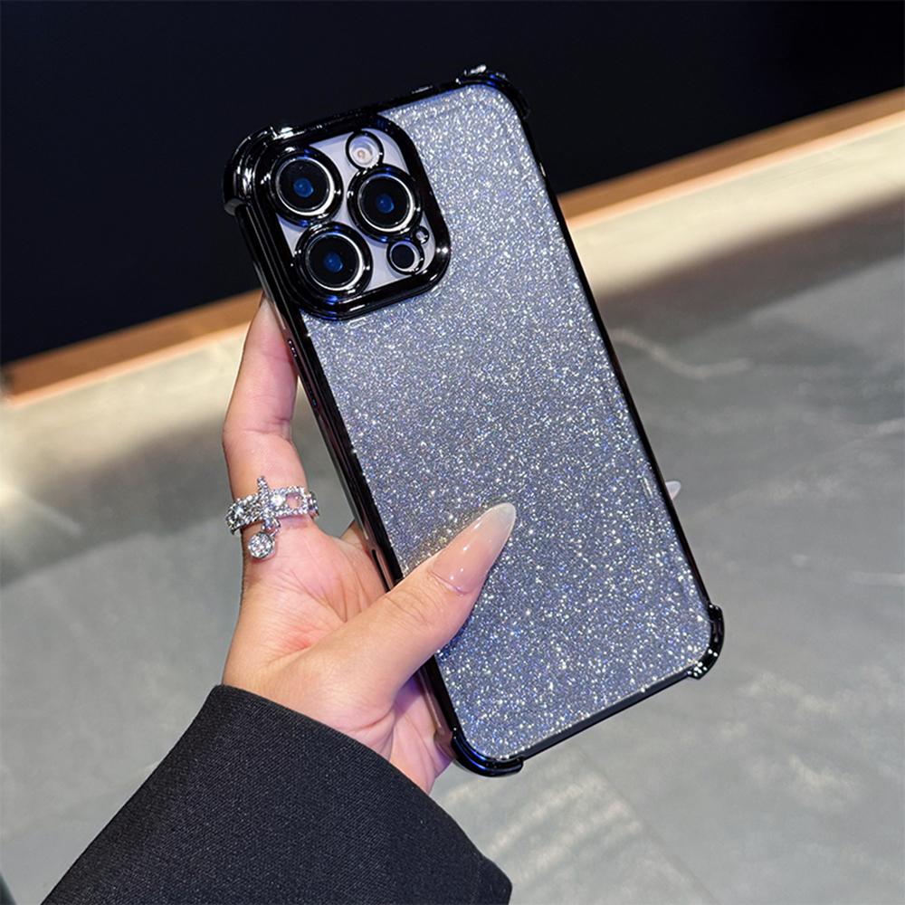 Luxury Plating Gradient Bling Glitter Shockproof Phone Case for Samsung S25 Ultra iPhone 16 Pro Xiaomi Redmi Note12 Itel Corners Reinforced Back Cover