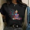 Aquarelă Respiră Simboluri Chakra Imprimeu Yoga Tricou Femei Pasăre Om Aum Jad Buddha Meditație Tie Dye Tricou Femme Tricou Topuri