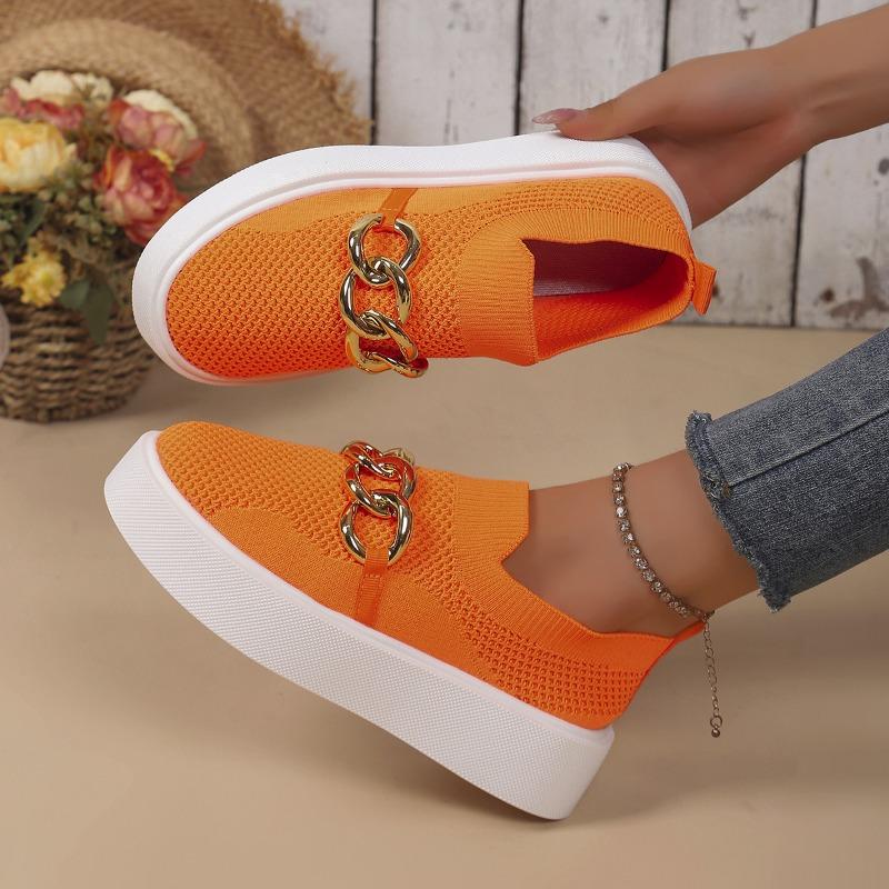 New large-size women's shoes thick-soled fly-woven breathable low-top single shoes women's cross-border foot set lazy wish