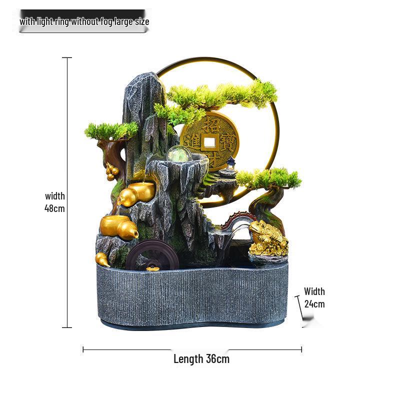 Feng Shui Wheel Fountain for Attracting Wealth: Rockery Water Feature for Office, Living Room, or Entryway - Perfect Housewarming Gift