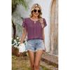 Women's  Spring Summer Solid Color V-neck Cutout Double-layer Sleeve Loose Chiffon T-shirt For Leisure Leisure Foreign Trade