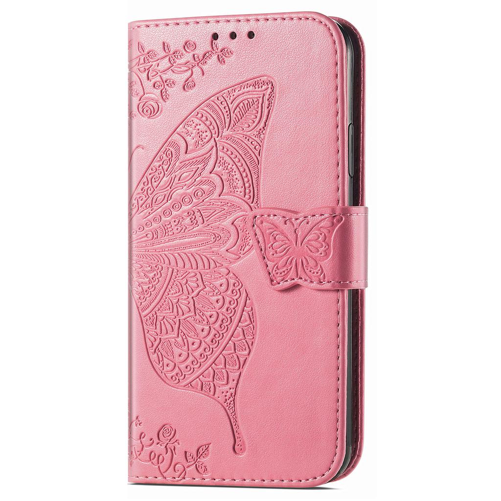 For T-Mobile REVVL 7 Case Butterfly Flower Leather Phone Cover Stand Credit Card Holder