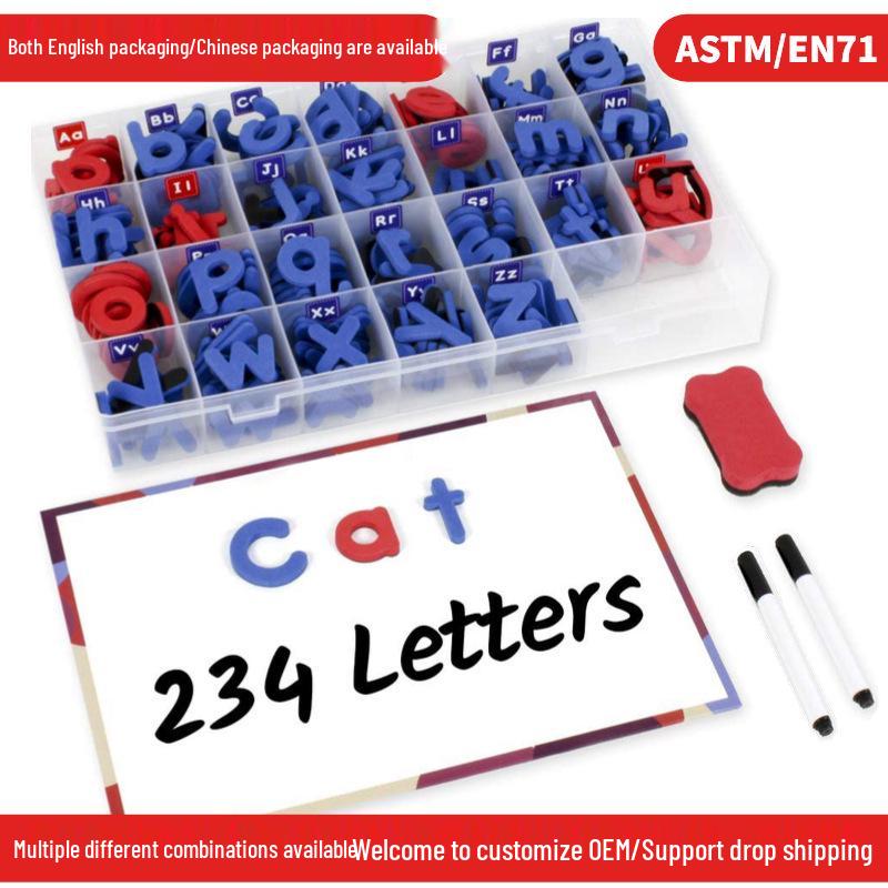 English Alphabet Magnet Tiles: Uppercase & Lowercase Letter Stickers for Kids' Education
