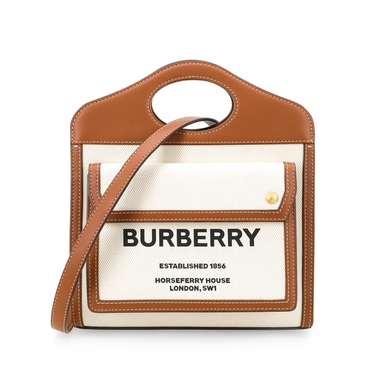 Burberry Pocket Bag Canvas With Leather Tote Bag, Shopping Bag, Shoulder Bag, Crossbody Bag, Handbag Mini Women's Beige 80317461